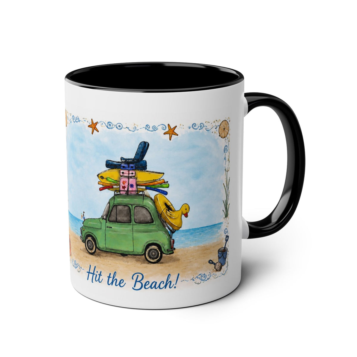Hit the Beach Coffee Mug/Original Art by Marsha Olderr/Two-Tone 11oz