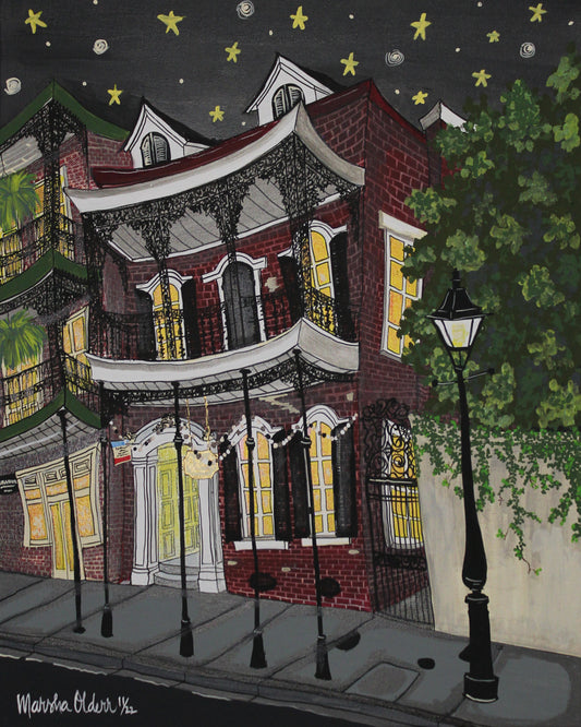 2-Story Brick House at Night (Prints)