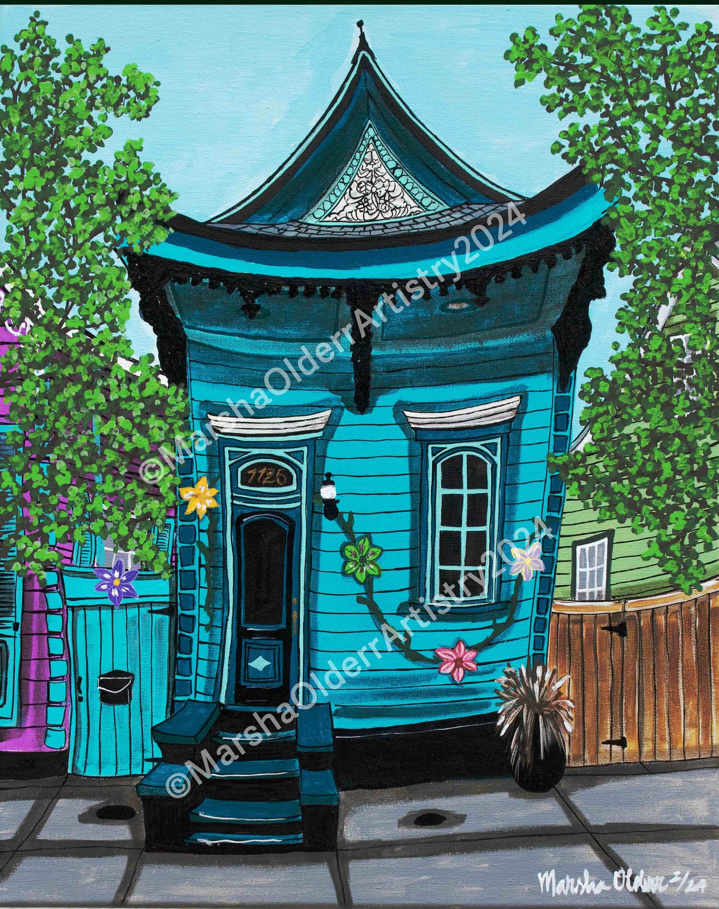 Daylilies On Aqua Shotgun (Prints)