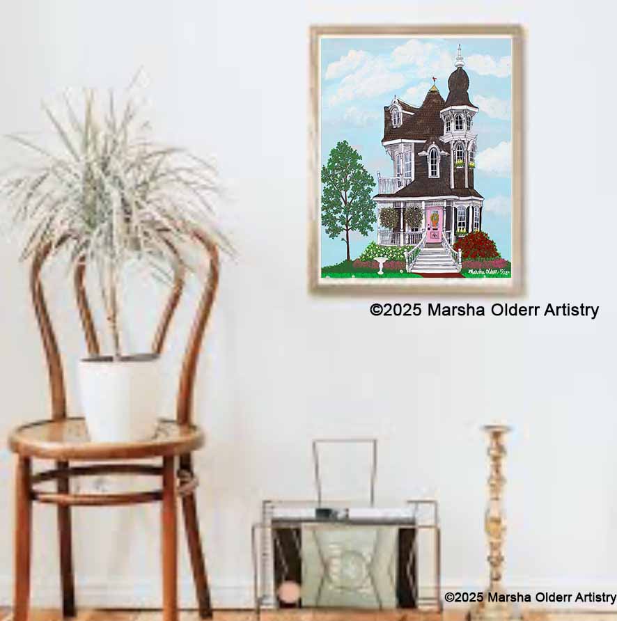 Sophisticated Tiny House Original Painting