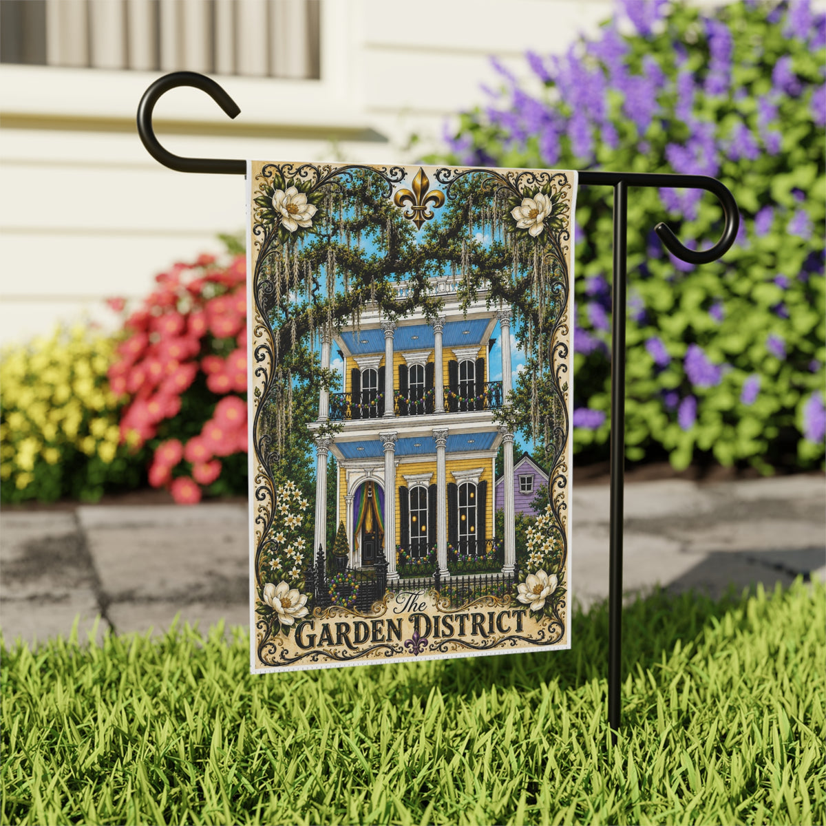 New Orleans Garden District House Garden Flag/Original House Artwork by Marsha Olderr Artistry