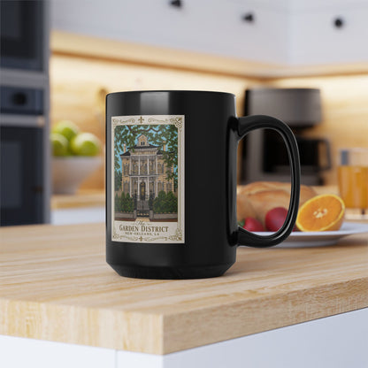 New Orleans Garden District Mug - Original Art by Marsha Olderr/15oz Black Ceramic