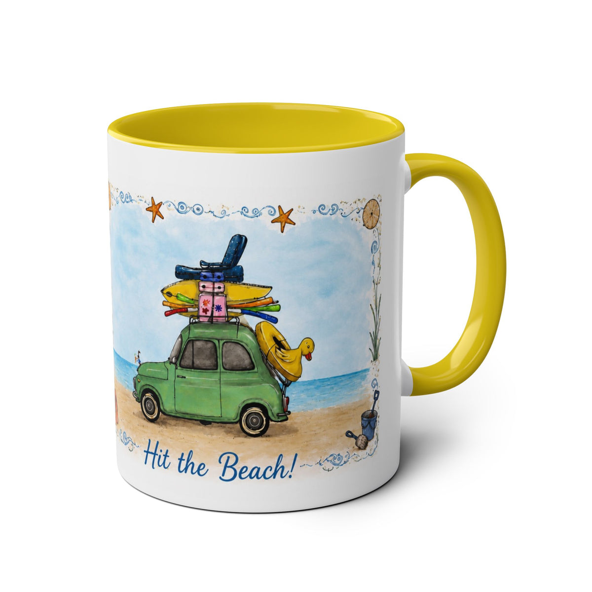 Hit the Beach Coffee Mug/Original Art by Marsha Olderr/Two-Tone 11oz