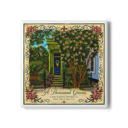 New Orleans Garden District Coaster Set - "A Thousand Greens" Original Art by Marsha Olderr