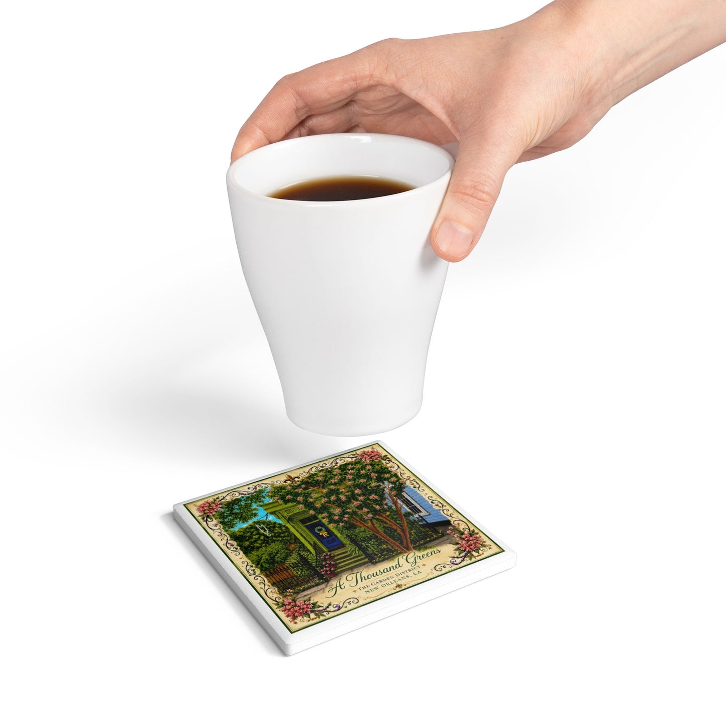New Orleans Garden District Coaster Set - "A Thousand Greens" Original Art by Marsha Olderr