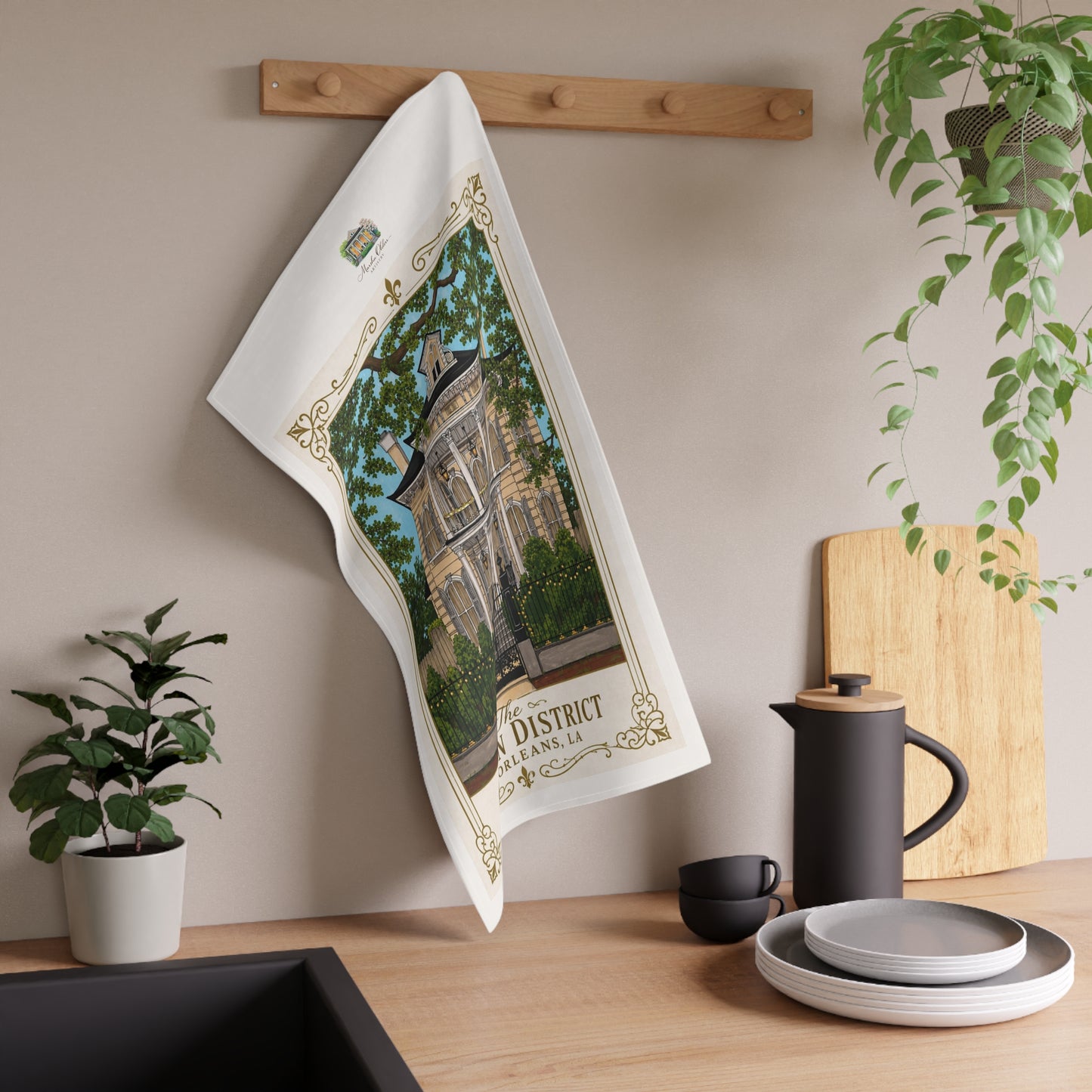 Garden District New Orleans Tea Towel - Historic House Art Kitchen Towel by Marsha Olderr