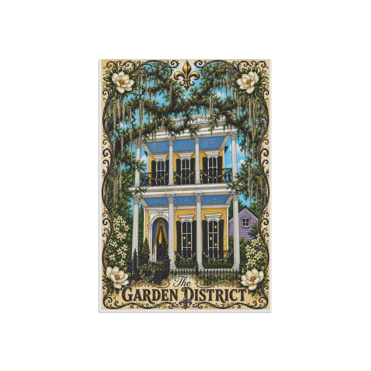 New Orleans Garden District House Garden Flag/Original House Artwork by Marsha Olderr Artistry
