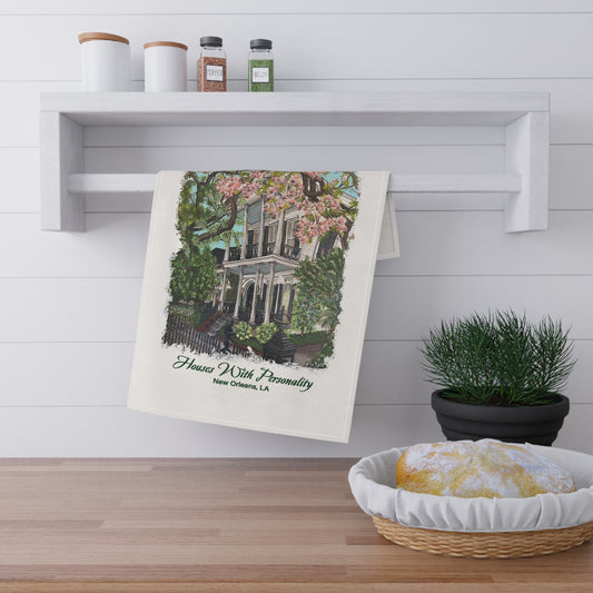New Orleans Garden District Tea Towel — 'Houses With Personality' by Marsha Olderr Cotton Kitchen Towel