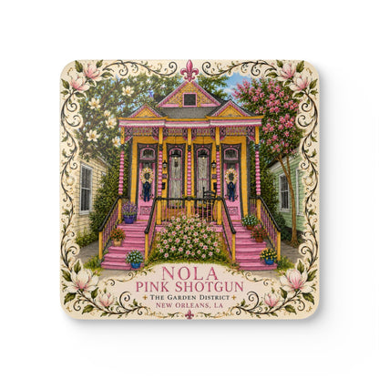 NOLA Pink Shotfun - New Orleans Art Coaster Set/Design by Marsha Olderr Artistry