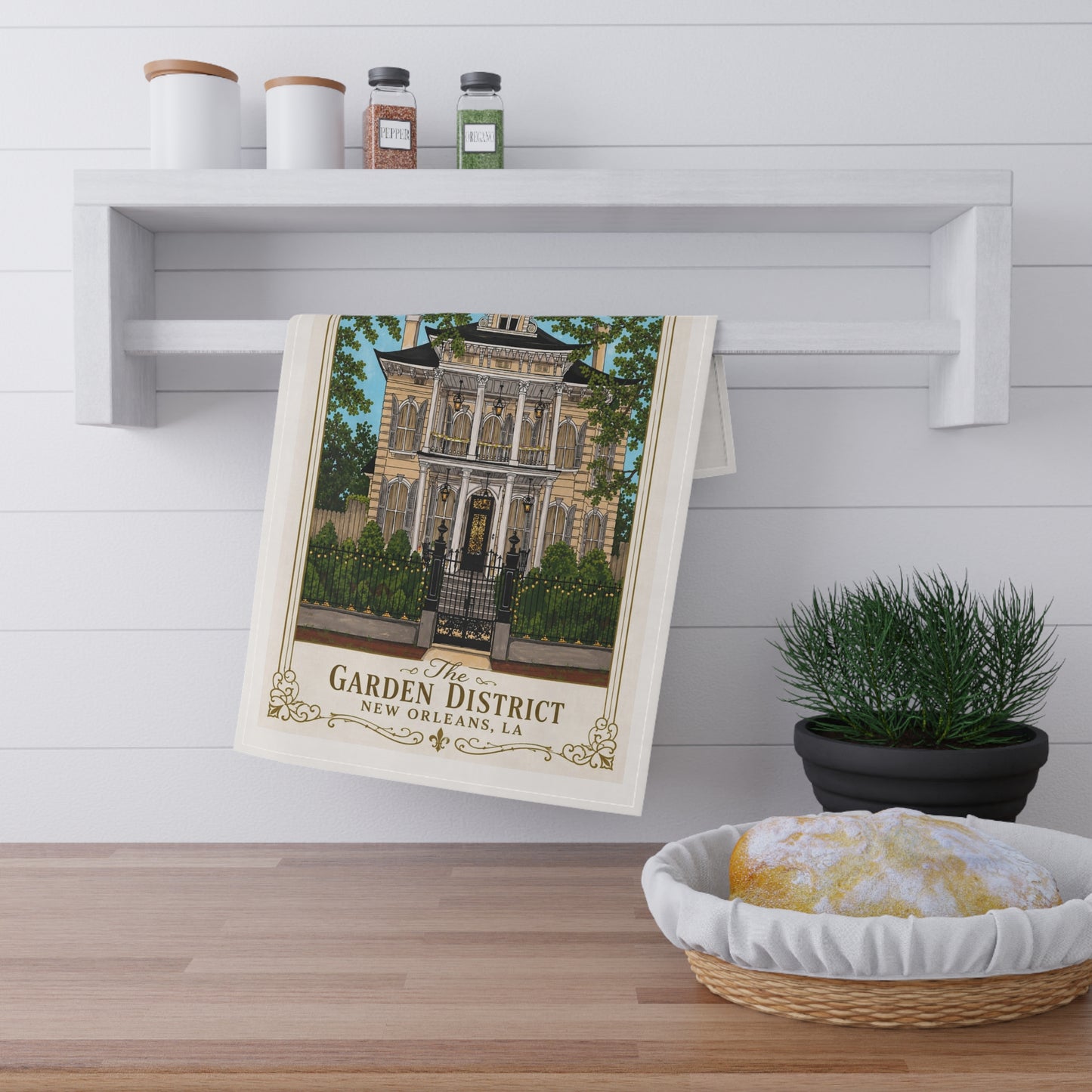 Garden District New Orleans Tea Towel - Historic House Art Kitchen Towel by Marsha Olderr