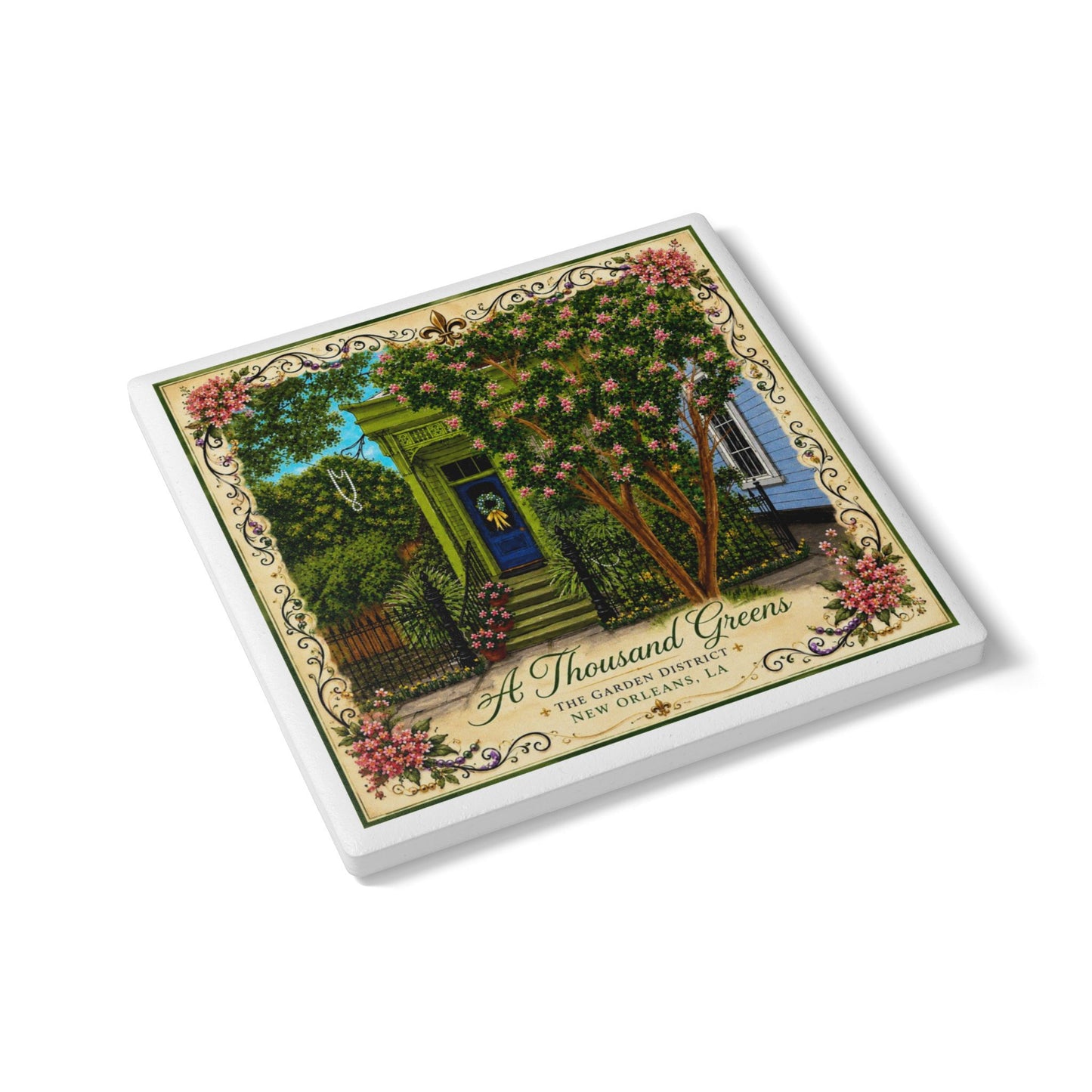 New Orleans Garden District Coaster Set - "A Thousand Greens" Original Art by Marsha Olderr