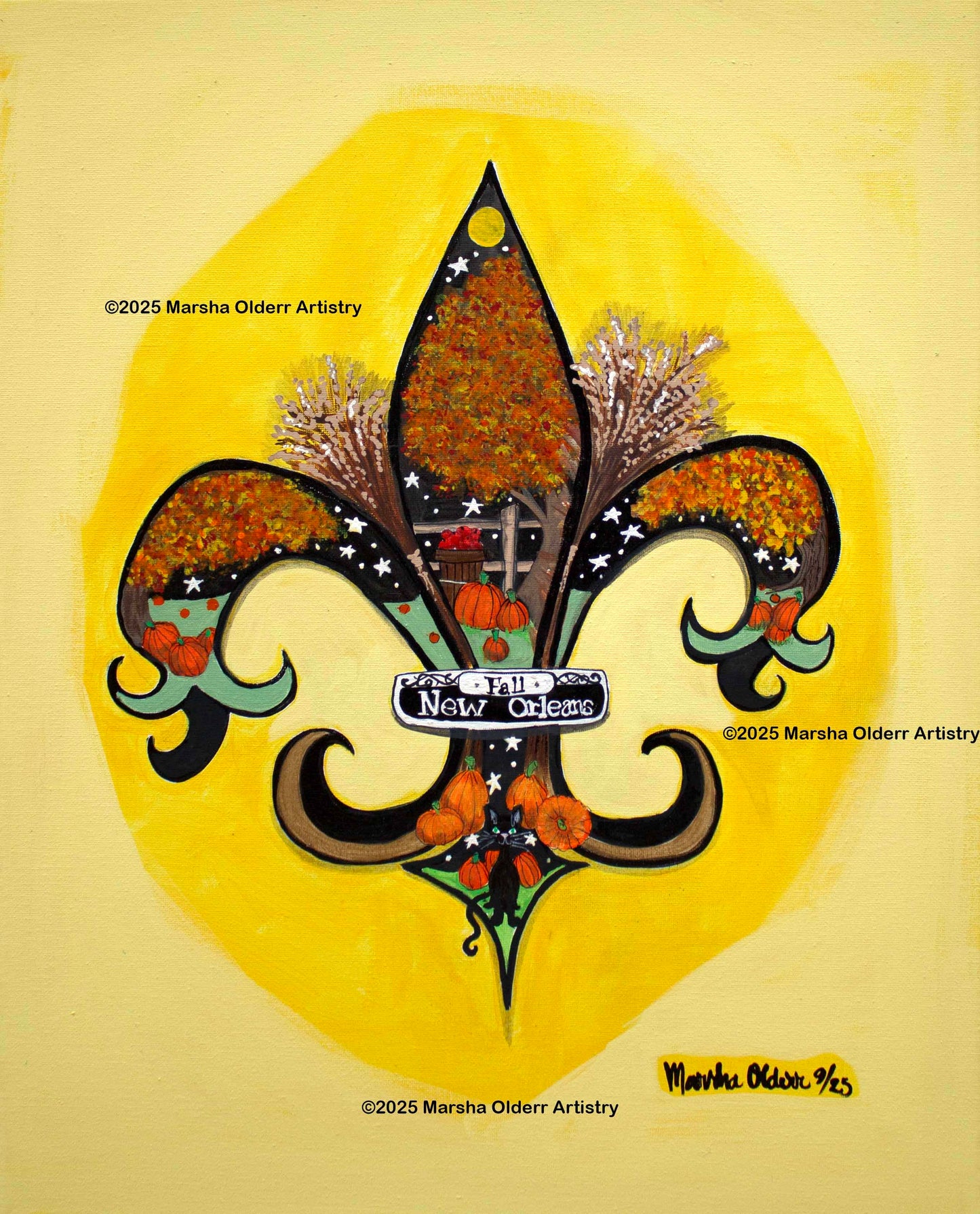 Autumn Fleur de Lis Original Painting