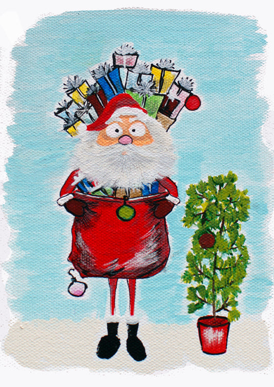 Nervous Santa Print on Stretched Canvas