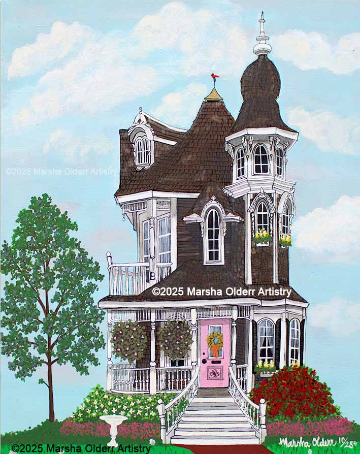 Sophisticated Tiny House Original Painting