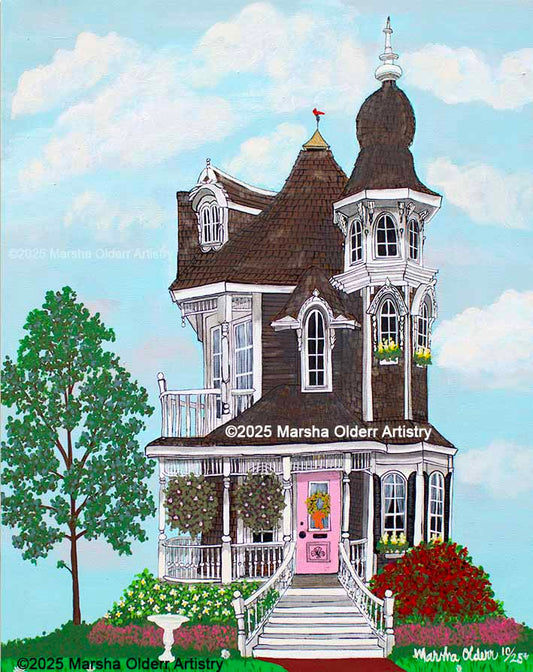 Sophisticated Tiny House Original Painting