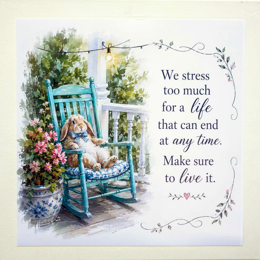 Take Time to Live - Beige Rabbit - Inspirational Art Prints 12"X12"