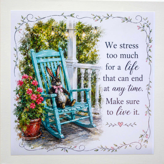 Take Time to Live - Brown Rabbit - Inspirational Art Prints 12"X12"